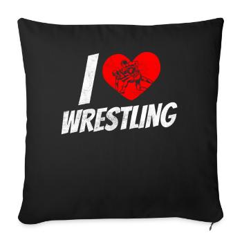 I love wrestling wrestling wrestling wrestling - Sofa pillowcase 17,3'' x 17,3'' (45 x 45 cm) - black - Front
