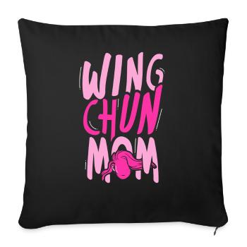 Wing Chun Mama Kampfkunst Kampfsport Trainer - Sofakissenbezug 45 x 45 cm - Schwarz - Vorne