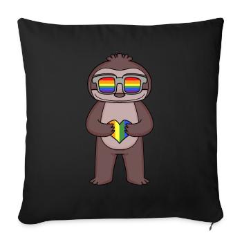 LGBT Animal Paresseux Arc-en-ciel - Housse de coussin décorative 45 x 45 cm - noir - Devant