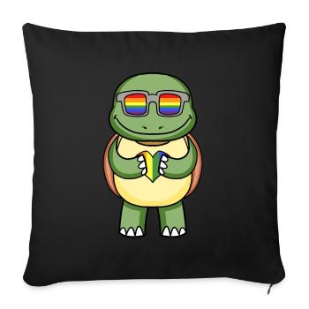 LGBT Animal Turtle Rainbow - Sofa pillowcase 17,3'' x 17,3'' (45 x 45 cm) - black - Front