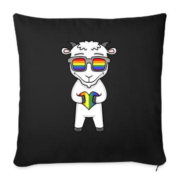 LGBT Animal Chèvre Arc-en-ciel - Housse de coussin décorative 45 x 45 cm - noir - Devant
