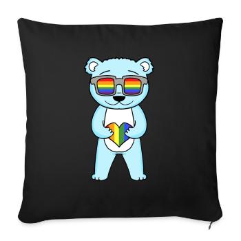 LGBT Animal Bear Rainbow - Sofa pillowcase 17,3'' x 17,3'' (45 x 45 cm) - black - Front