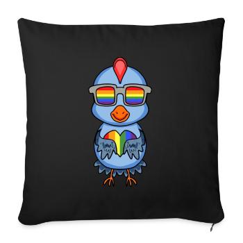 LGBT Animal Poulet Arc-en-ciel - Housse de coussin décorative 45 x 45 cm - noir - Devant