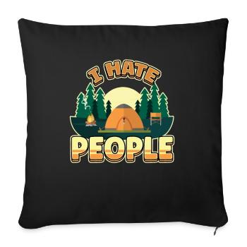 I hate people camping colorful tents campfire - Sofa pillowcase 17,3'' x 17,3'' (45 x 45 cm) - black - Front