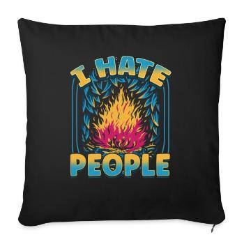 I hate people camping colorful tents campfire - Sofa pillowcase 17,3'' x 17,3'' (45 x 45 cm) - black - Front
