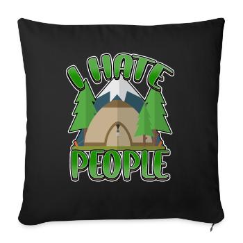 I hate people camping colorful tents campfire - Sofa pillowcase 17,3'' x 17,3'' (45 x 45 cm) - black - Front