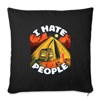 I hate people camping colorful tents campfire - Sofa pillowcase 17,3'' x 17,3'' (45 x 45 cm) - black - Front