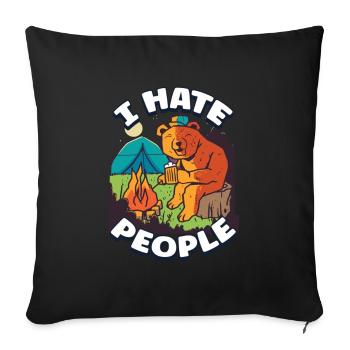 I hate people camping colorful tents campfire - Sofa pillowcase 17,3'' x 17,3'' (45 x 45 cm) - black - Front