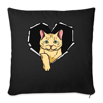 Cat CrackEd Hole Heart Cats - Sofa pillowcase 17,3'' x 17,3'' (45 x 45 cm) - black - Front