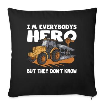 Farmer Everybodys Hero Farmer Agriculture - Sofa pillowcase 17,3'' x 17,3'' (45 x 45 cm) - black - Front