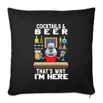 Cocktails Bières C’est pourquoi je suis ici Barkeeper - Housse de coussin décorative 45 x 45 cm - noir - Devant
