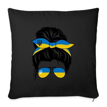 Ukraine Fille - Housse de coussin décorative 45 x 45 cm - noir - Devant