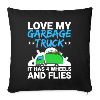Love my garbage truck garbage collector recycling - Sofa pillowcase 17,3'' x 17,3'' (45 x 45 cm) - black - Front