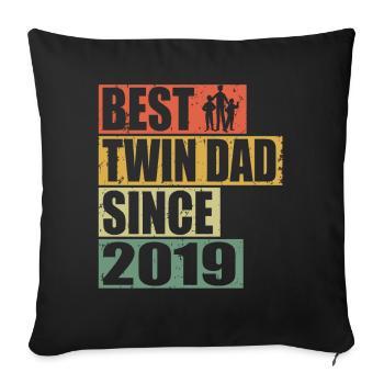 Twins Father Twin Father since 2019 - Sofa pillowcase 17,3'' x 17,3'' (45 x 45 cm) - black - Front