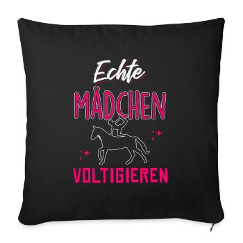 Echte Mädchen Voltigieren - Sofakissenbezug 45 x 45 cm - Schwarz - Vorne