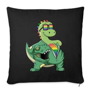 Mignon Dino T-rex Costume LGBTQ LGBT LGBTQ + Pride - Housse de coussin décorative 45 x 45 cm - noir - Devant