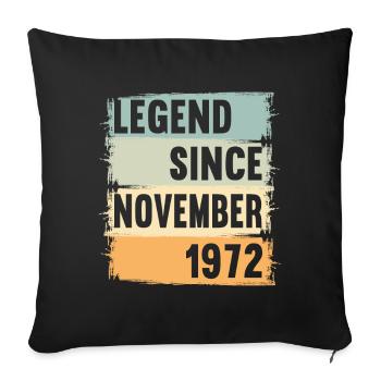 Né novembre 1972 50 ans 50s 50e anniversaire - Housse de coussin décorative 45 x 45 cm - noir - Devant