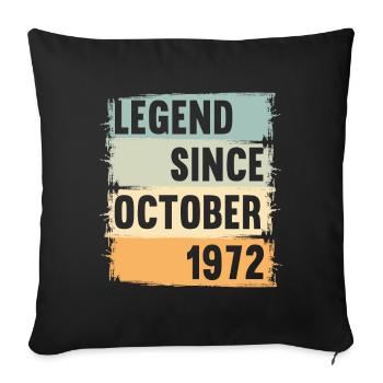 Né en octobre 1972 50 ans 50s 50e anniversaire - Housse de coussin décorative 45 x 45 cm - noir - Devant
