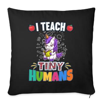 J’enseigne à Tiny Humans enseignant à l’école primaire - Housse de coussin décorative 45 x 45 cm - noir - Devant