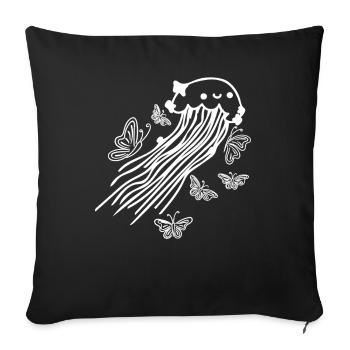 Méduses avec papillons Amateurs de méduses - Housse de coussin décorative 45 x 45 cm - noir - Devant
