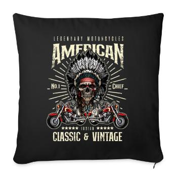 Vintage American Motorcycle Indian Old Motorbike - Sofa pillowcase 17,3'' x 17,3'' (45 x 45 cm) - black - Front