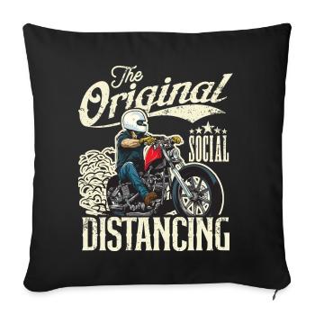 Le vintage original de la moto de distanciation sociale - Housse de coussin décorative 45 x 45 cm - noir - Devant