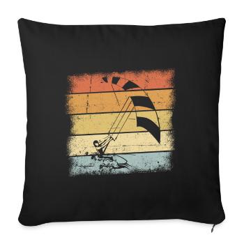 Kiteboard Sunset Retro Design - Housse de coussin décorative 45 x 45 cm - noir - Devant