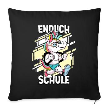 Endlich Schule 1. Klasse Schulkind - Sofakissenbezug 45 x 45 cm - Schwarz - Vorne