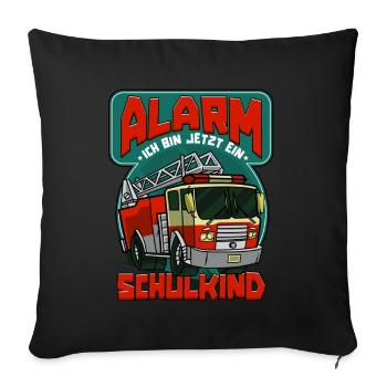 Alarm ich bin jetzt ein Schulkind 1. Klasse - Sofakissenbezug 45 x 45 cm - Schwarz - Vorne