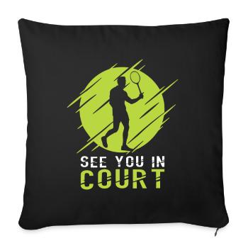 Joueur de tennis Raquette de tennis Balle de tennis - Housse de coussin décorative 45 x 45 cm - noir - Devant