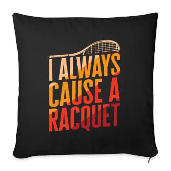 Joueur de tennis Raquette de tennis Balle de tennis - Housse de coussin décorative 45 x 45 cm - noir - Devant