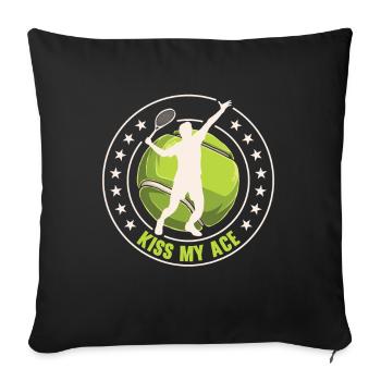 Joueur de tennis Raquette de tennis Balle de tennis - Housse de coussin décorative 45 x 45 cm - noir - Devant