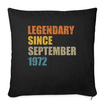 Né en septembre 1972 50 ans 50s 50e anniversaire - Housse de coussin décorative 45 x 45 cm - noir - Devant