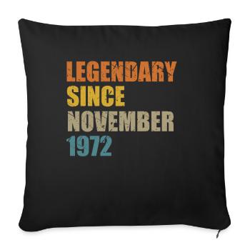 Né novembre 1972 50 ans 50s 50e anniversaire - Housse de coussin décorative 45 x 45 cm - noir - Devant