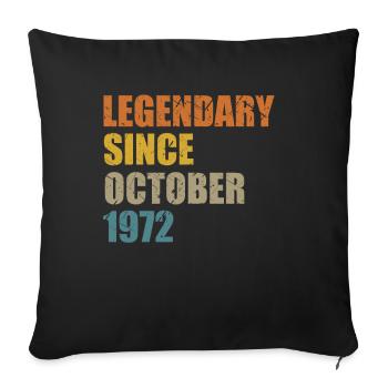Né en octobre 1972 50 ans 50s 50e anniversaire - Housse de coussin décorative 45 x 45 cm - noir - Devant