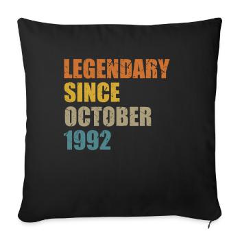 Né en octobre 1992 30 ans 30s 30e anniversaire - Housse de coussin décorative 45 x 45 cm - noir - Devant