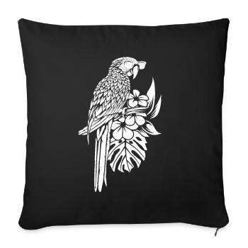 Drôle cockatiel oiseau perroquet Fleurs - Housse de coussin décorative 45 x 45 cm - noir - Devant