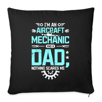 Mécanicien d’avion et papa - Housse de coussin décorative 45 x 45 cm - noir - Devant