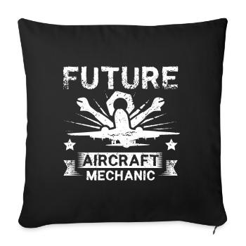 Futur mécanicien d’aéronefs - Housse de coussin décorative 45 x 45 cm - noir - Devant
