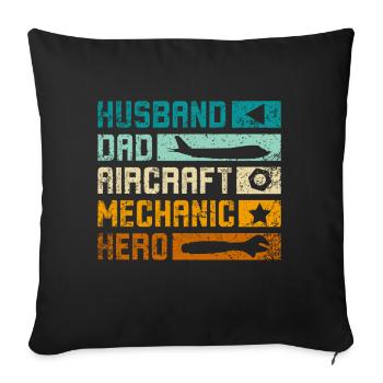 Husband dad aircraft mechanic hero - Sofa pillowcase 17,3'' x 17,3'' (45 x 45 cm) - black - Front