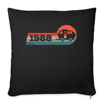 Camping Car Camping Born 1988 Birthday - Sofa pillowcase 17,3'' x 17,3'' (45 x 45 cm) - black - Front