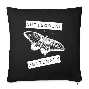 Antisocial Butterfly Introvert Vintage - Housse de coussin décorative 45 x 45 cm - noir - Devant