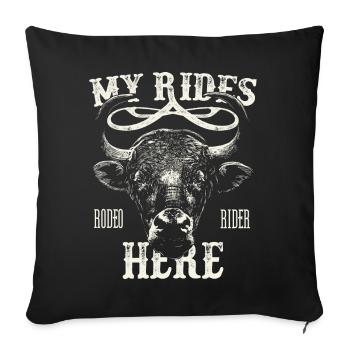 Mes tours ici Drôle Bull Rider Rodeo Cowboy - Housse de coussin décorative 45 x 45 cm - noir - Devant