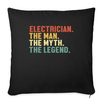 Electrician Man Myth Legend Wiremen Lineworker - Sofa pillowcase 17,3'' x 17,3'' (45 x 45 cm) - black - Front