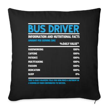 Chauffeur d’autobus scolaire spécialiste de la prestation de services aux étudiants - Housse de coussin décorative 45 x 45 cm - noir - Devant