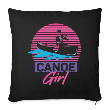 Canoe Canoeing Girl Retro Canoe - Sofa pillowcase 17,3'' x 17,3'' (45 x 45 cm) - black - Front