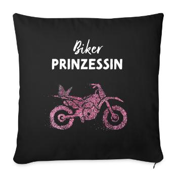 Motorradfahrerin Bikerin Prinzessin - Sofakissenbezug 45 x 45 cm - Schwarz - Vorne