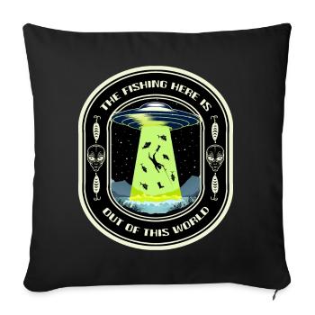 The Fishing Here Is Out Of This World UFO Fishing - Sofa pillowcase 17,3'' x 17,3'' (45 x 45 cm) - black - Front