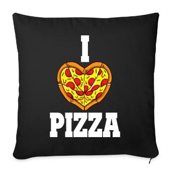 Ich liebe Pizza Funny Pizza Lover Feinschmecker - Sofakissenbezug 45 x 45 cm - Schwarz - Vorne
