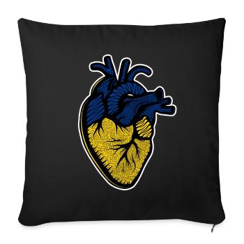Je me tiens avec le cœur du drapeau de l’Ukraine - Housse de coussin décorative 45 x 45 cm - noir - Devant